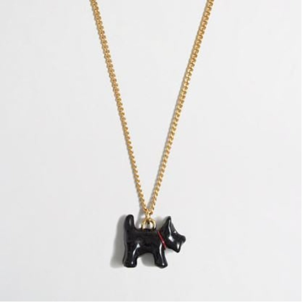 J Crewcuts Girls' Critter Chain Black Scotty Necklace Nwt